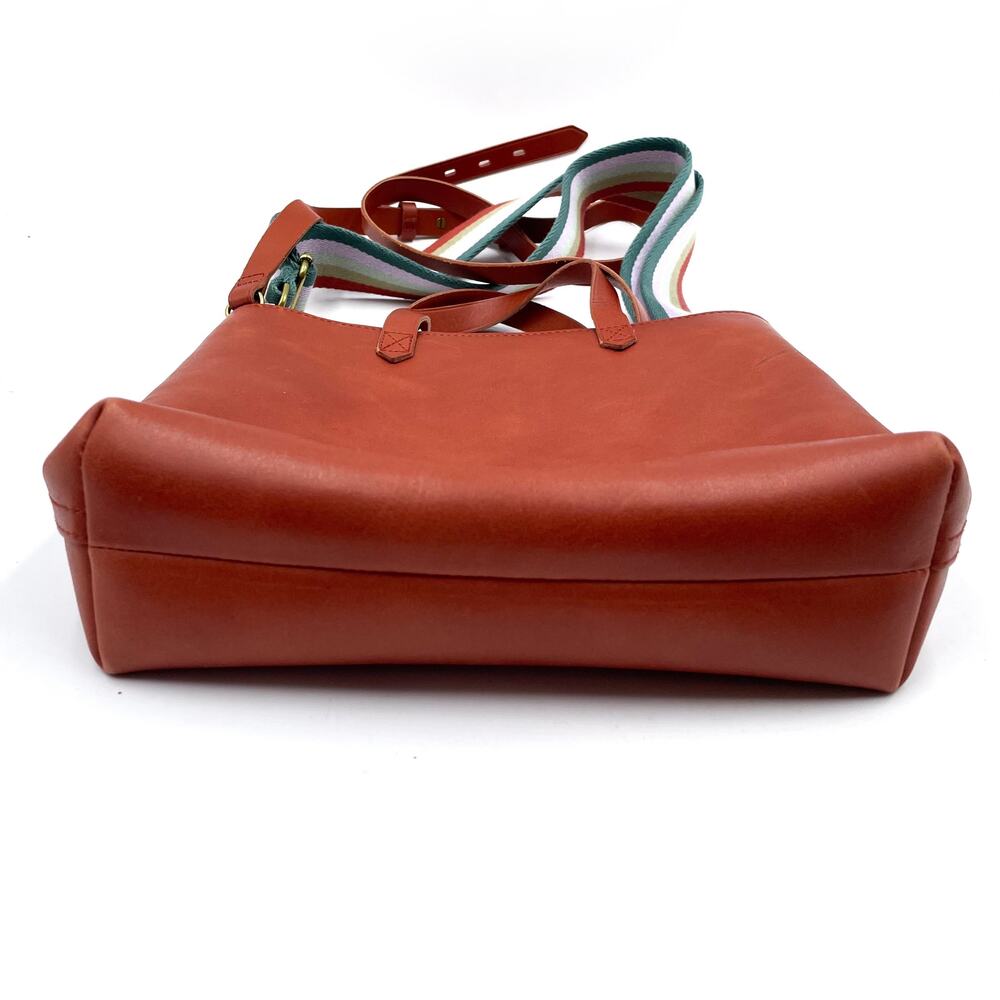 Madewell Small Transport Crossbody Tote Bag Brown Nubuck Leather Rainbow Strap - Picture 6 of 11